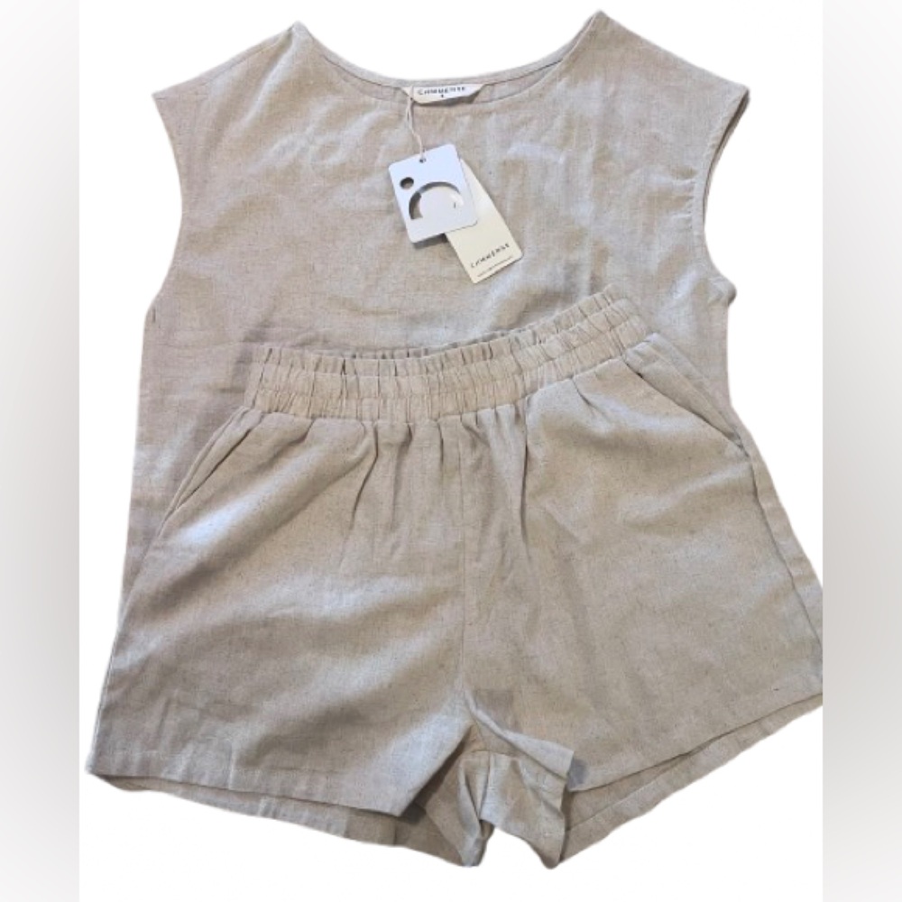 Commense Women's Cream Shorts Set